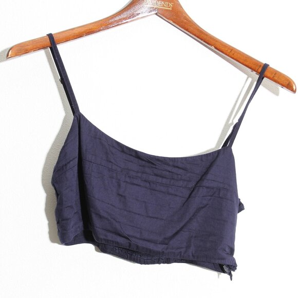 SANI Colorblock Bandeau & High Rise Short Set Embroidered Navy Cream Size Small - Picture 2 of 16